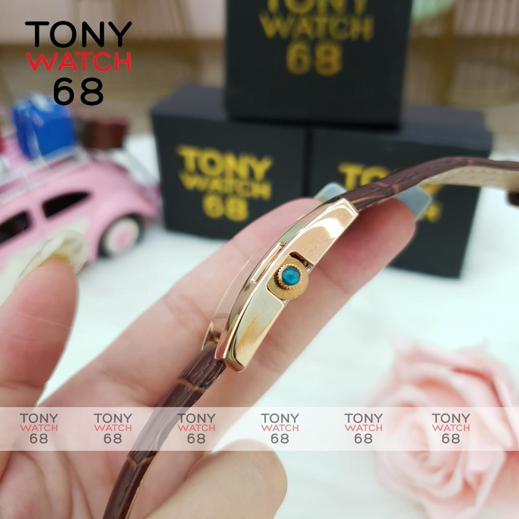 Đồng hồ nữ Skmei dây da mặt vuông viền vàng chính hãng Tony Watch 68