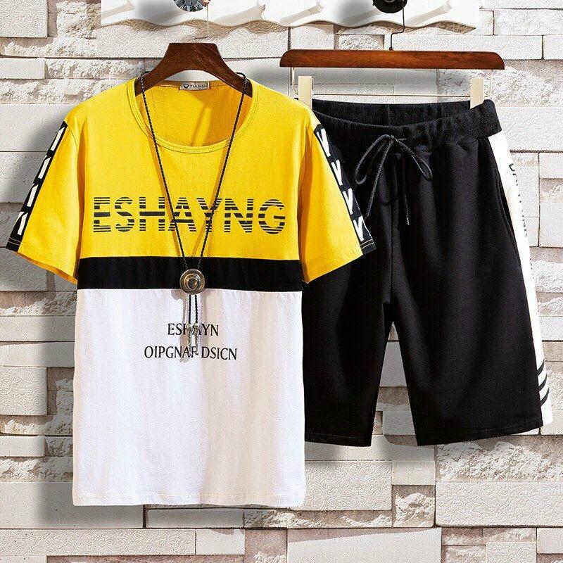 Bộ đồ thể thao nam mặc nhà, set đồ nam chất thun lạnh mặc mùa hè in 2 màu vải cotton thoáng mát năng động