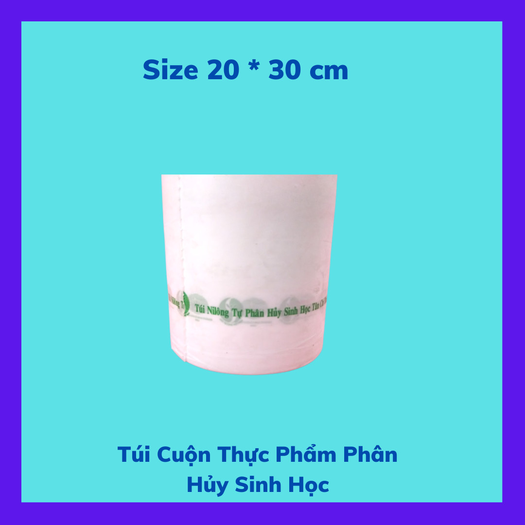 Set 4  Kí Túi Đựng Thực Phẩm Tự Hủy Sinh Học - Dạng Cuộn - Màu Trắng Sữa - Size 20 * 30 cm /  Set 4 Kilograms of Bio-degradable Plastic Bag- In Rolls - Color Milk White - Size 20 *30 cm