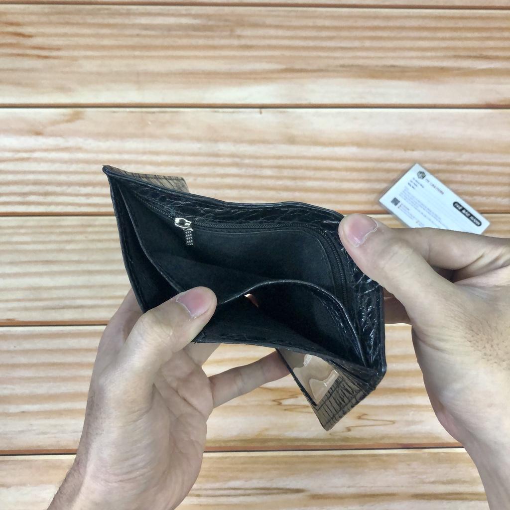 Ví Da Cá Sấu 2 Mặt Dáng Đứng Siêu Mềm, Bóp Nam Da Giữ Bụng Cá Sấu Màu Đen, Ví Nam Da Cá Sấu Cao Cấp- BH 24 Tháng