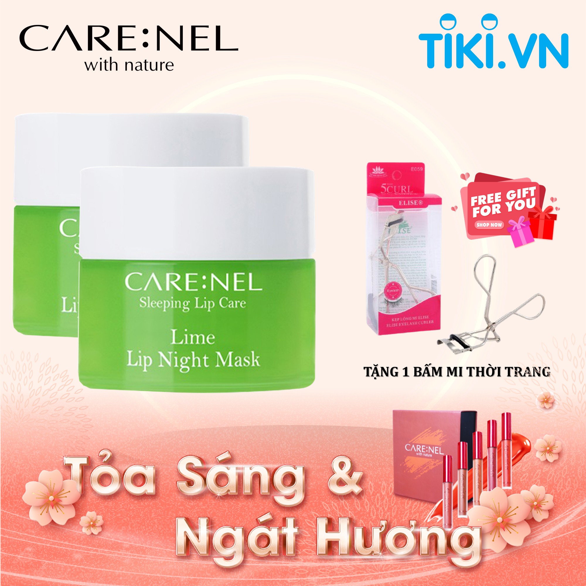 Mặt nạ ngủ môi dưỡng ẩm và tẩy tế bào chết hương chanh Care:nel Lip Sleeping Mask Lime 5g