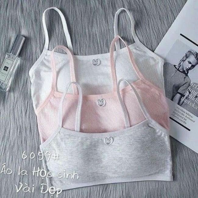 Áo lá học sinh 2 dây - áo lá có mút không gọng áo lót cho bé gái tuổi dậy thì lớp 6 màu trắng màu đen màu xám màu hồng