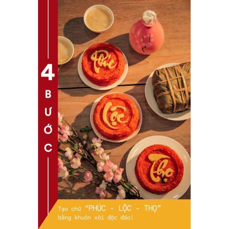 Khuôn Xôi Phúc Lộc Thọ, 12cm Cao 7cm Nhựa Dày Dặn, Gồm 4 Chi Tiết