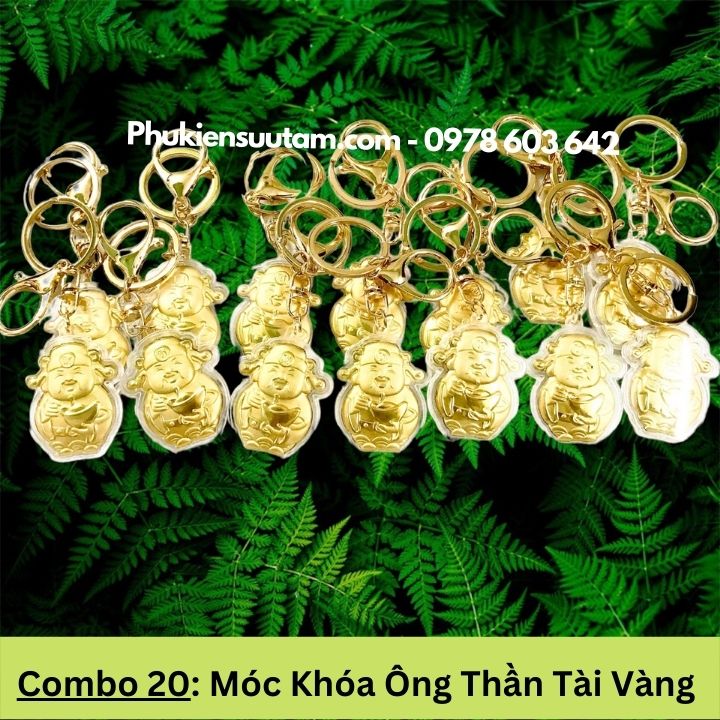 Combo 20 Móc Khóa Ông Thần Tài Vàng, kích thước: 17cmx9cm, màu vàng - SP005978