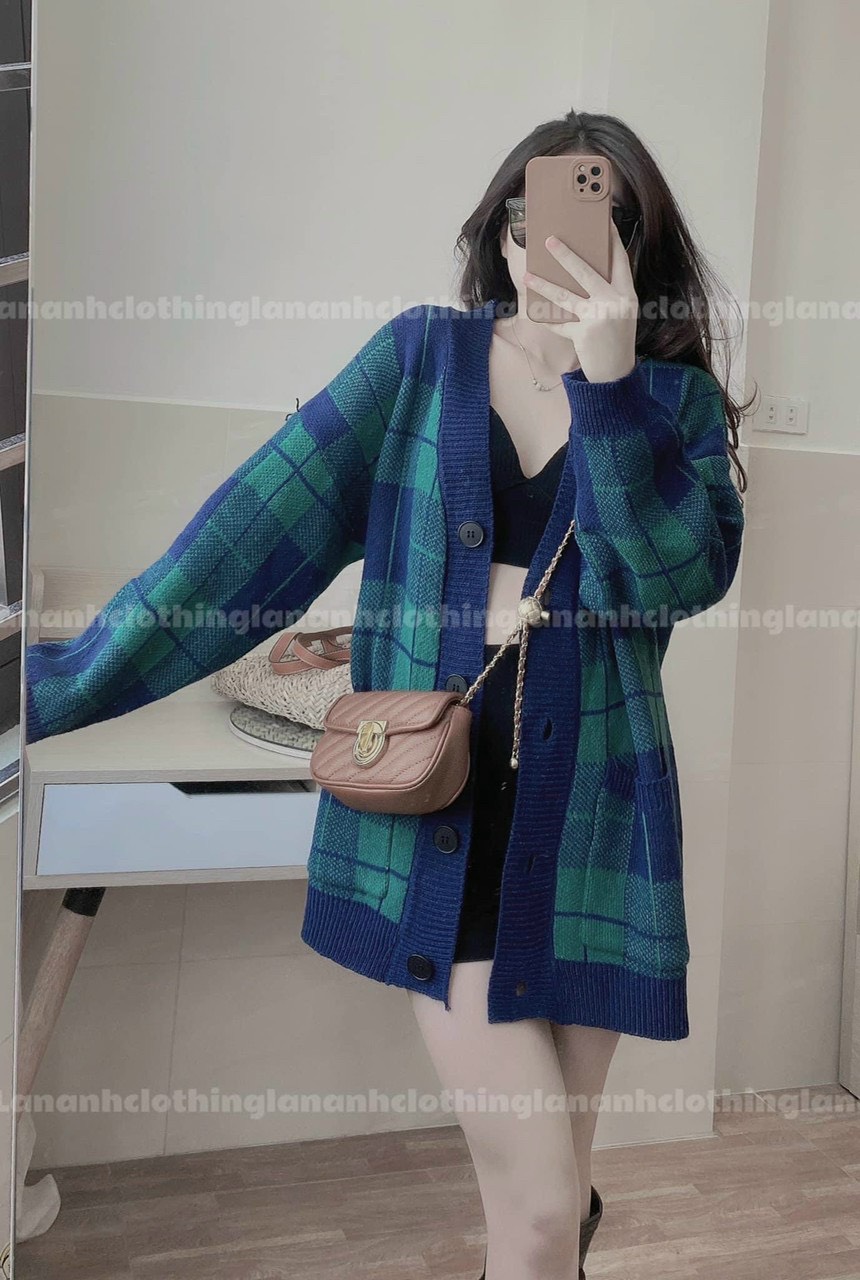 ÁO LEN KHOÁC CARO UNISEX NAM NỮ FORM RỘNG BIG SIZE CARDIGAN ÁO LẠNH DẠO PHỐ GIÁNG SINH NOEL ÁO ĐÔI ÁO CẶP