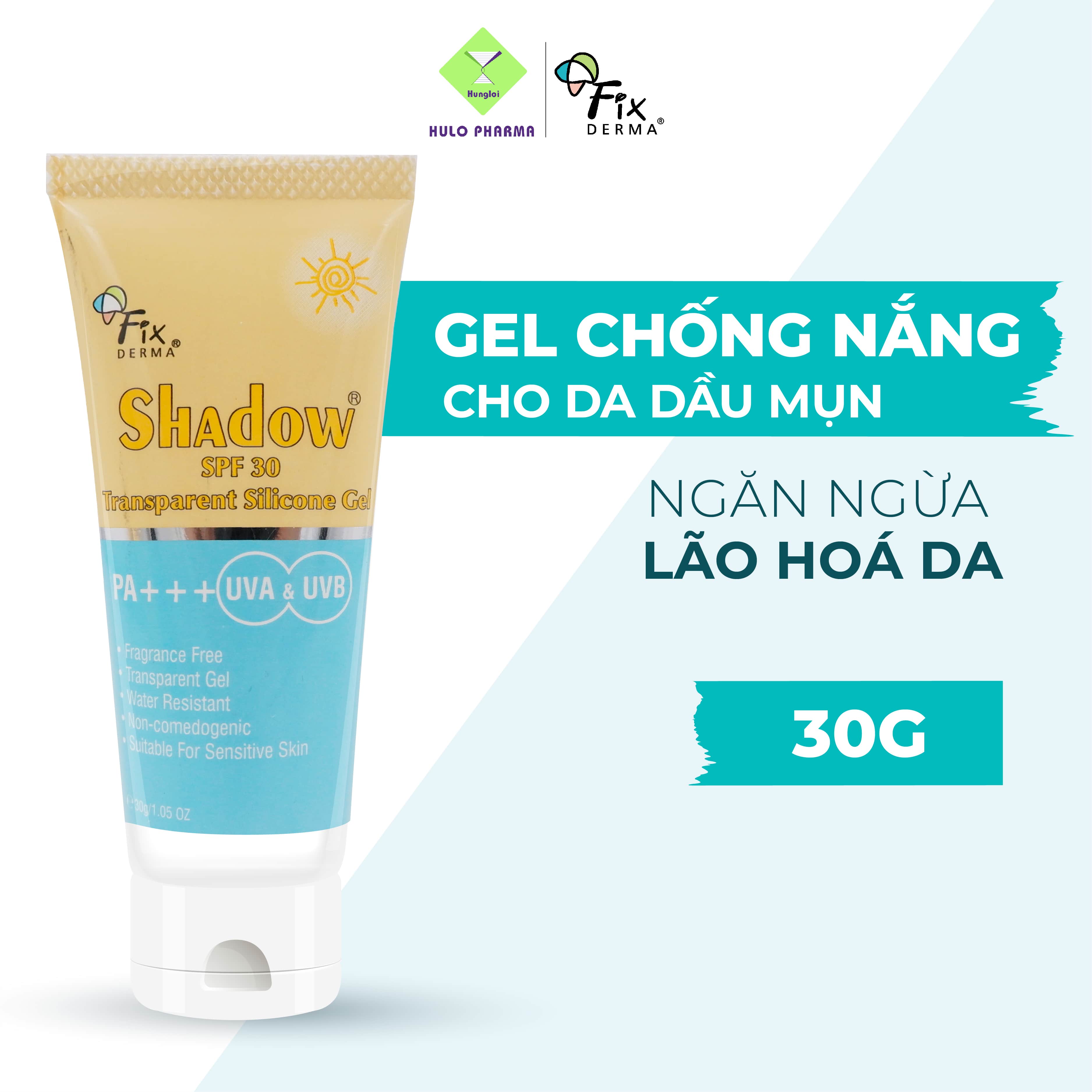 Gel Chống Nắng Trong Suốt, Không Hương Liệu, Phù Hợp Da Nhạy Cảm Fixderma Shadow SPF 30 Transparent Silicone Gel - 30g