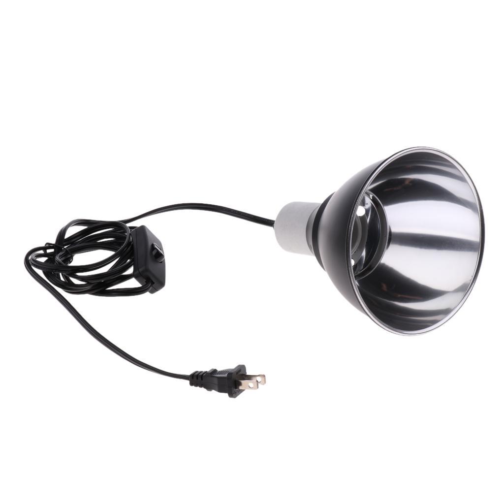 E27 5.5inch Lamp Reflector Dome Ceramic Holder Black With Switch UVB UVA