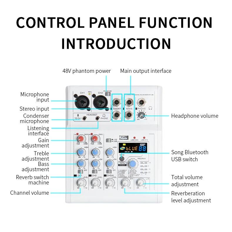 Mixer E4 Bluetooth 88 Hiệu Ứng Âm Thanh, Mẫu Mới Nhất, Chuyên Karaoke, Thu Âm, Livestream
