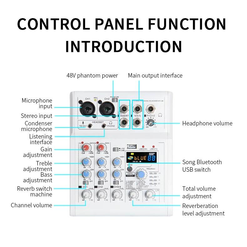 Mixer E4 Bluetooth 88 Hiệu Ứng Âm Thanh, Mẫu Mới Nhất, Chuyên Karaoke, Thu Âm, Livestream