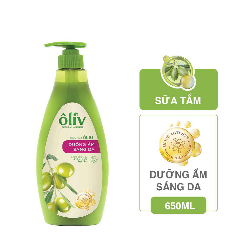 Sữa Tắm Oliu Nguyên Chất Oliv Dưỡng Ẩm Sáng Da 650ml