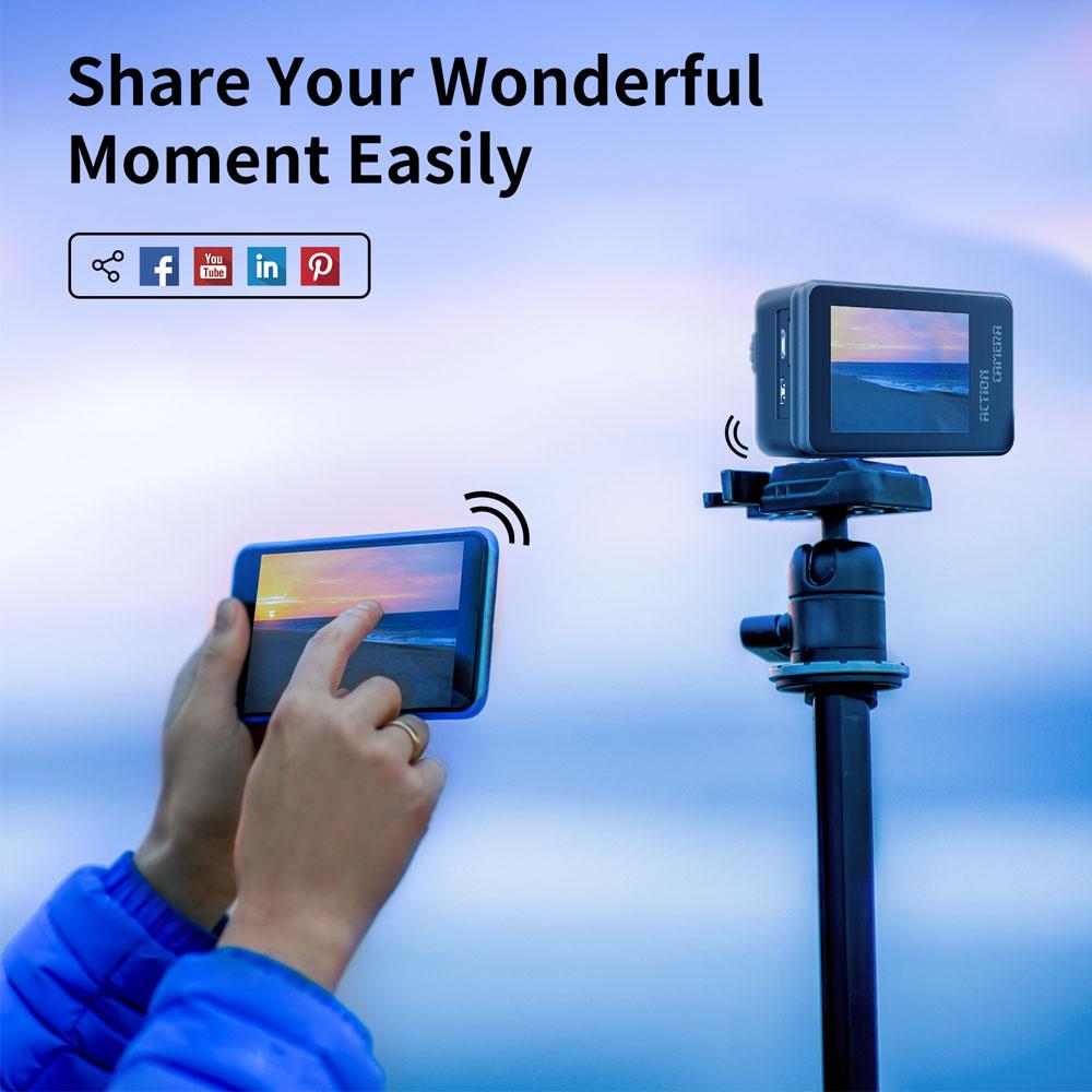 Camera hành động Ultra 5K 60fps WiFi Bộ lọc có thể tháo rời màn hình kép EIS dưới nước Chỗ mũ bảo hiểm không thấm nước cam