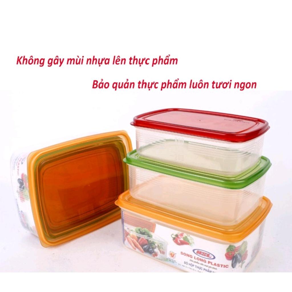 Bộ 3 hộp đựng thực phẩm tủ lạnh cao cấp- Hộp nhựa bảo quản thực phẩm an toàn