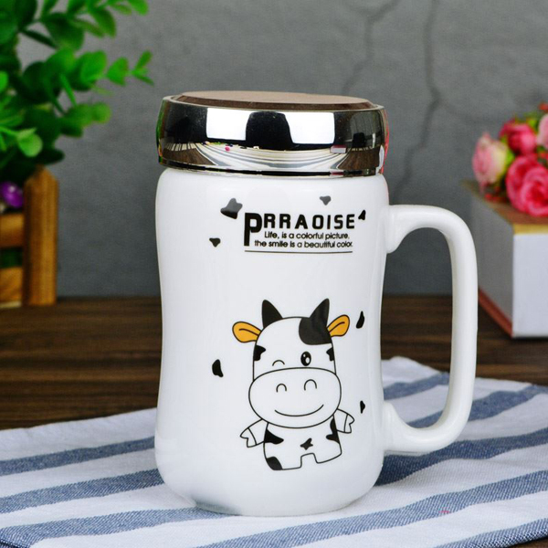 Ly Sứ Giữ Nhiệt Bò Sữa Nắp Tráng Gương