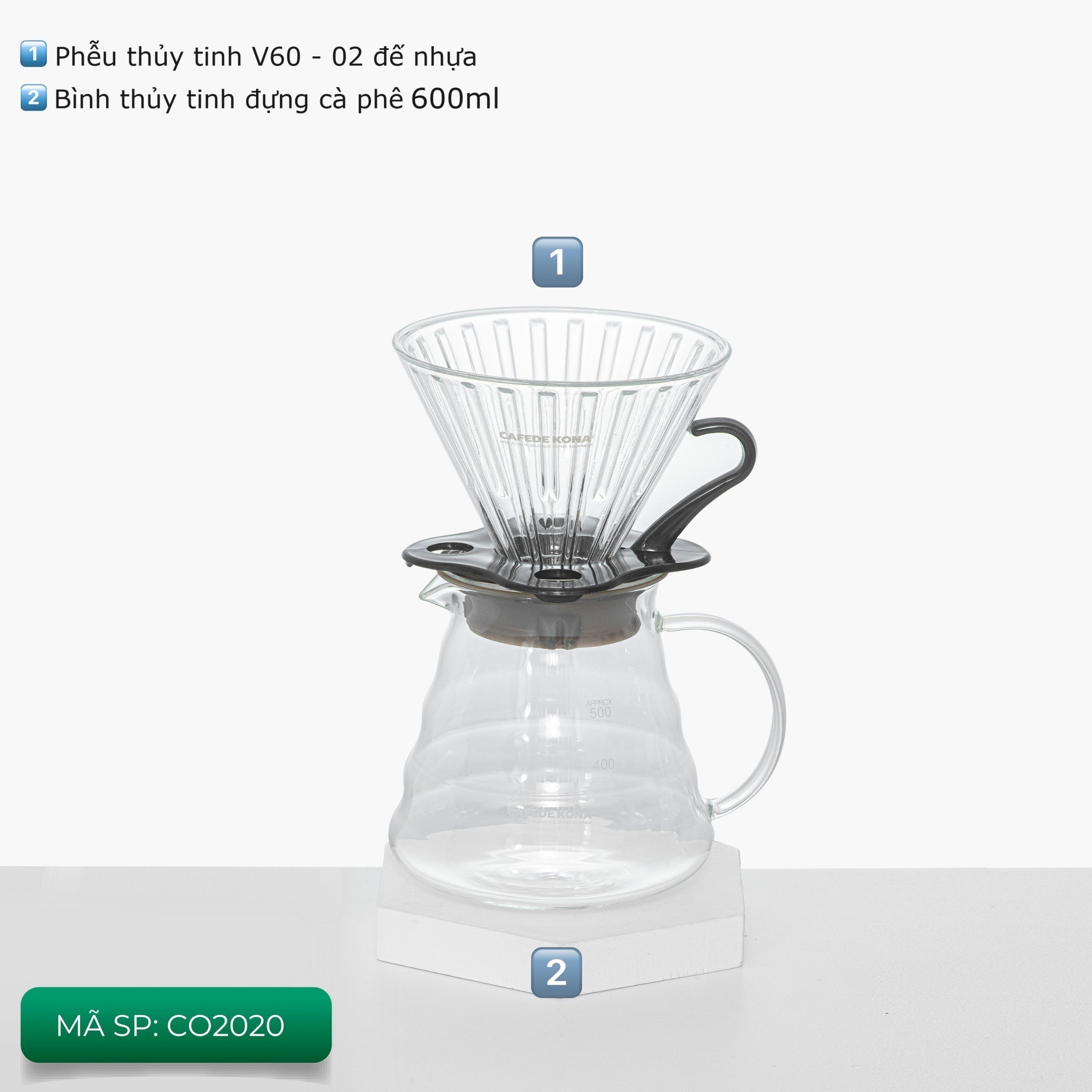 Bộ combo Gift Set pha cà phê V60 02 phổ thông CAFEDE KONA