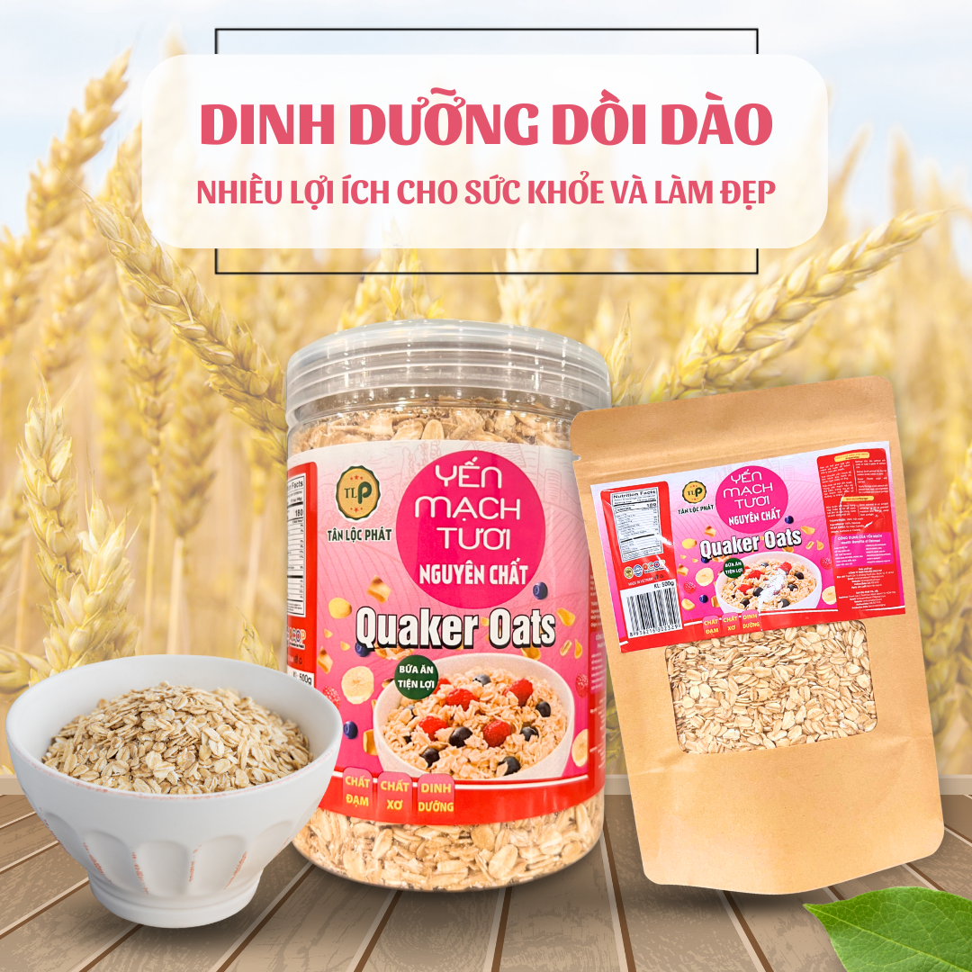 Yến Mạch TLP.100% Organic Hữu Cơ Cán Vỡ / Dẹp Giảm Cân Ăn Kiêng (1.5kg - gồm 3 Gói 500g)