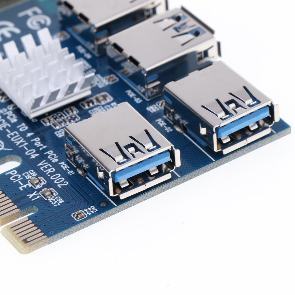 PCI-E 16x to 1x Powered Riser Adapter Card, with USB 3.0 Extension Cable &