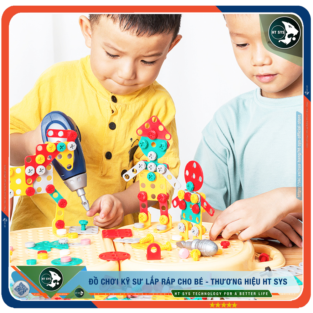 Đồ Chơi Trẻ Em HT SYS - Bộ Đồ Chơi Lắp Ghép Kỹ Sư Bằng Ốc Nhựa Tặng Kèm Khoan - Đồ Chơi Trẻ Em Thông Minh HT SYS - Giúp Tư Duy, Sáng Tạo, Giáo Dục Cho Bé - Hàng Chính Hãng