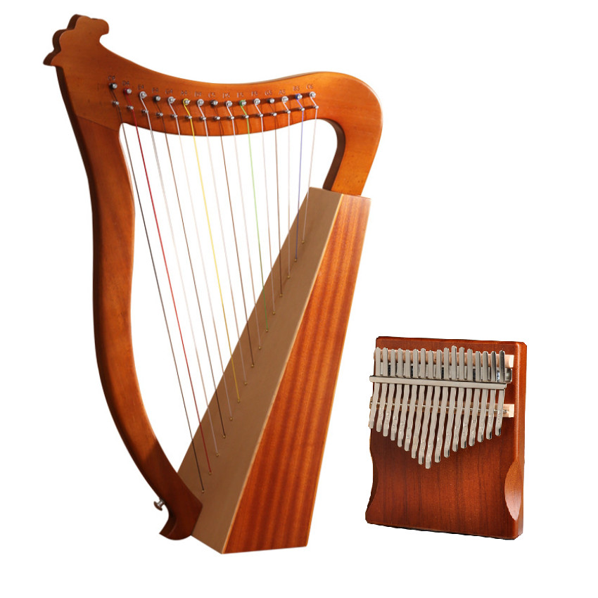 Đàn hạc cầm tay đàn Lyre Thổ Nhĩ Kỳ đàn hạc cầm Lyre Harp cao cấp IM0012-W1000 Tặng Đàn kalimba 17 phím gỗ nguyên khối Mahagony PJLIM72