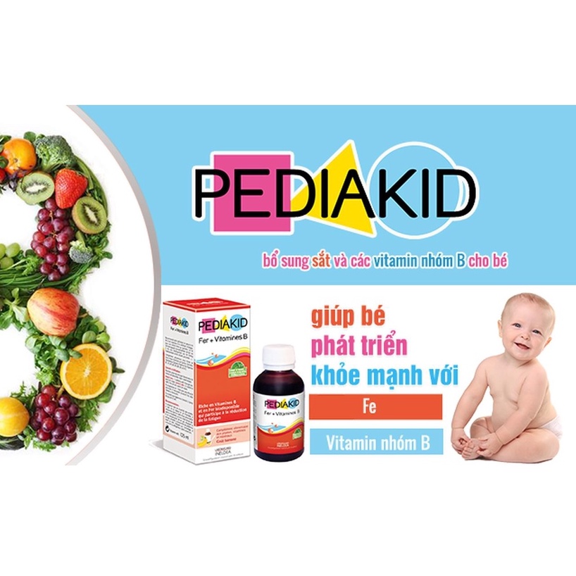 Siro Bổ Sung Sắt Và Vitamin Nhóm B Cho Bé Pediakid Fer + Vitamines B Giúp Tăng Tạo Máu, Kích Thích Thèm Ăn (Chai 125ml)