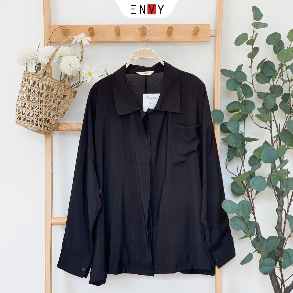 Áo sơ mi tơ dáng suông ENVY S177 khuy nút kiểu