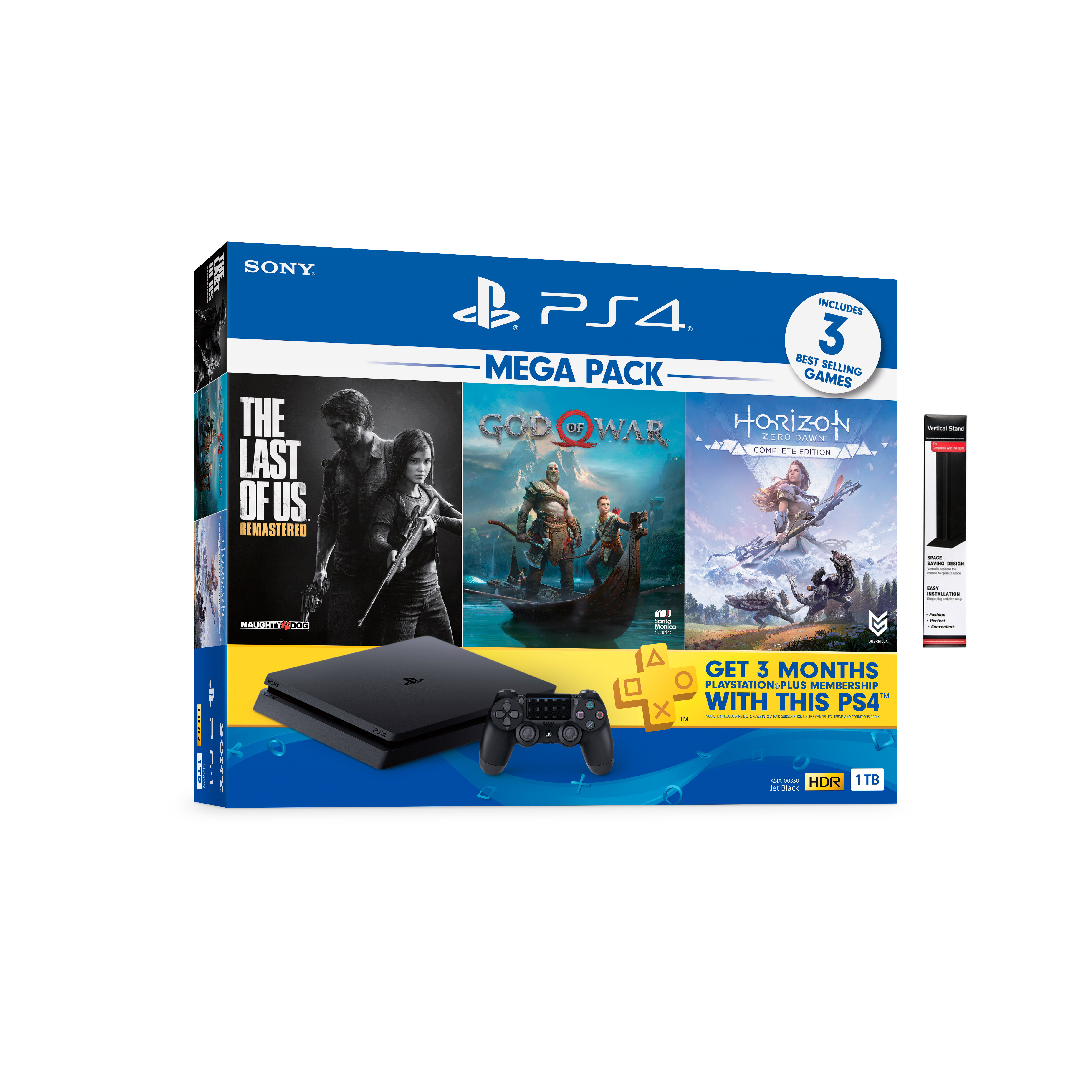 Bộ Máy Playstation 4 Slim Cuh 2218b  Mega Pack Bundle ( 3 Game+ Balo) Tặng Đế Đứng &amp;Bao Silicon- Hàng Chính Hãng