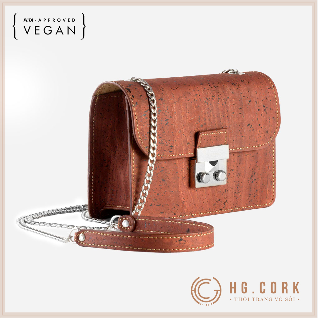 Túi Đeo Chéo Nữ Cao Cấp Mini CROSS-BODY BAG - HGcork Corkor CK247 - Vật liệu da cork thực vật thuần chay - Sản phẩm Handmade, Sản xuất tại Bồ Đào Nha