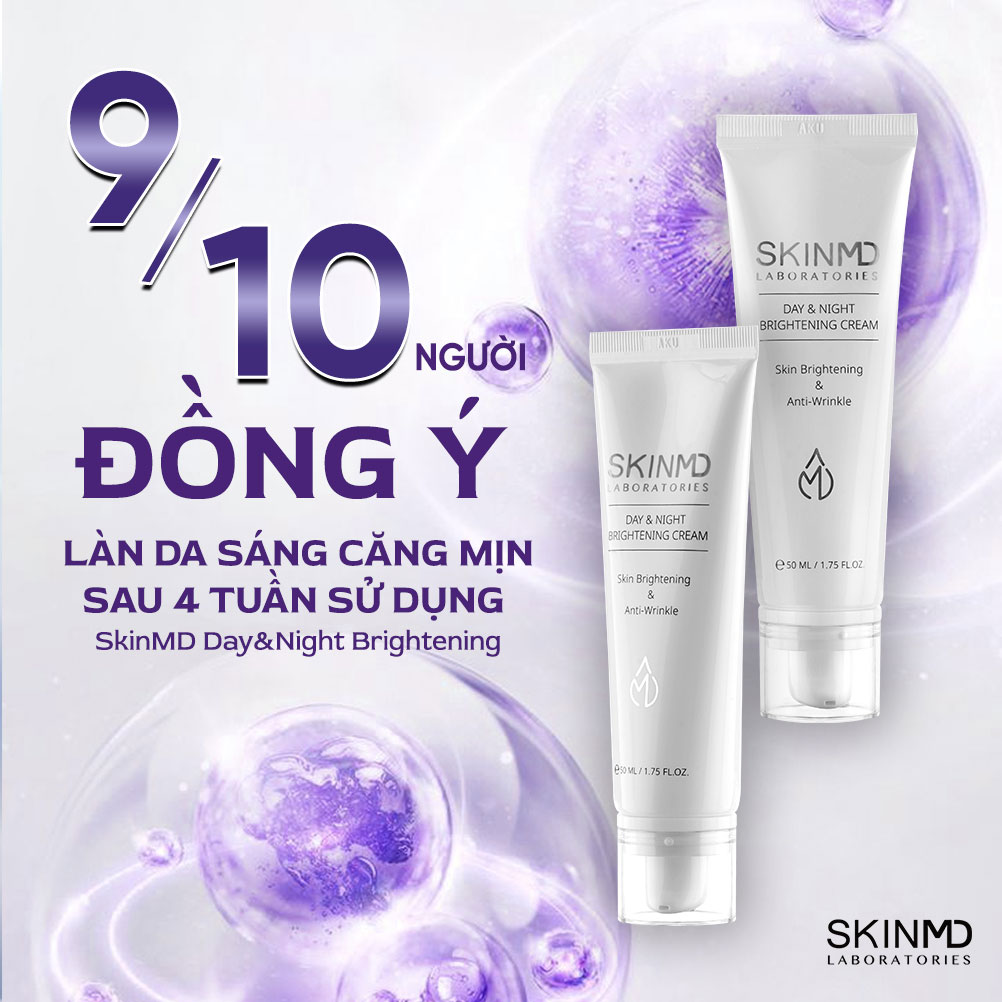 Ộ đôi chống nắng mờ nám BIHAKU SUNSCREEN CARE SPF50+ PA++++ 35g và SKINMD DAY & NIGHT BRIGHTENING CREAM 50g giúp làm mờ nếp nhăn sáng da