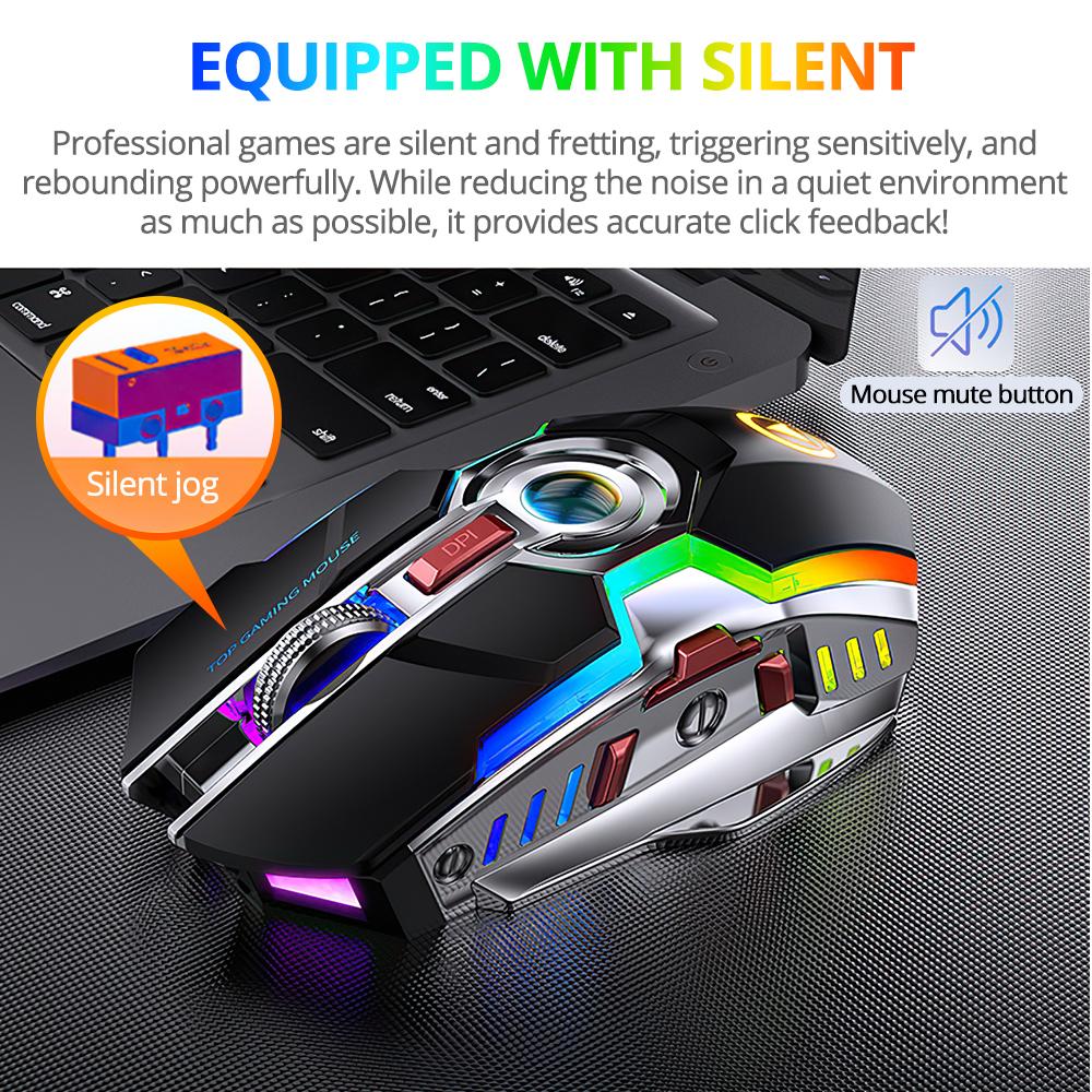 Hay Cơ Học 2.4G Quang USB Chuột Không Dây Silent Chuột Chơi Game RGB Backlit Cho Tính Laptop Công Sở Trò Chơi