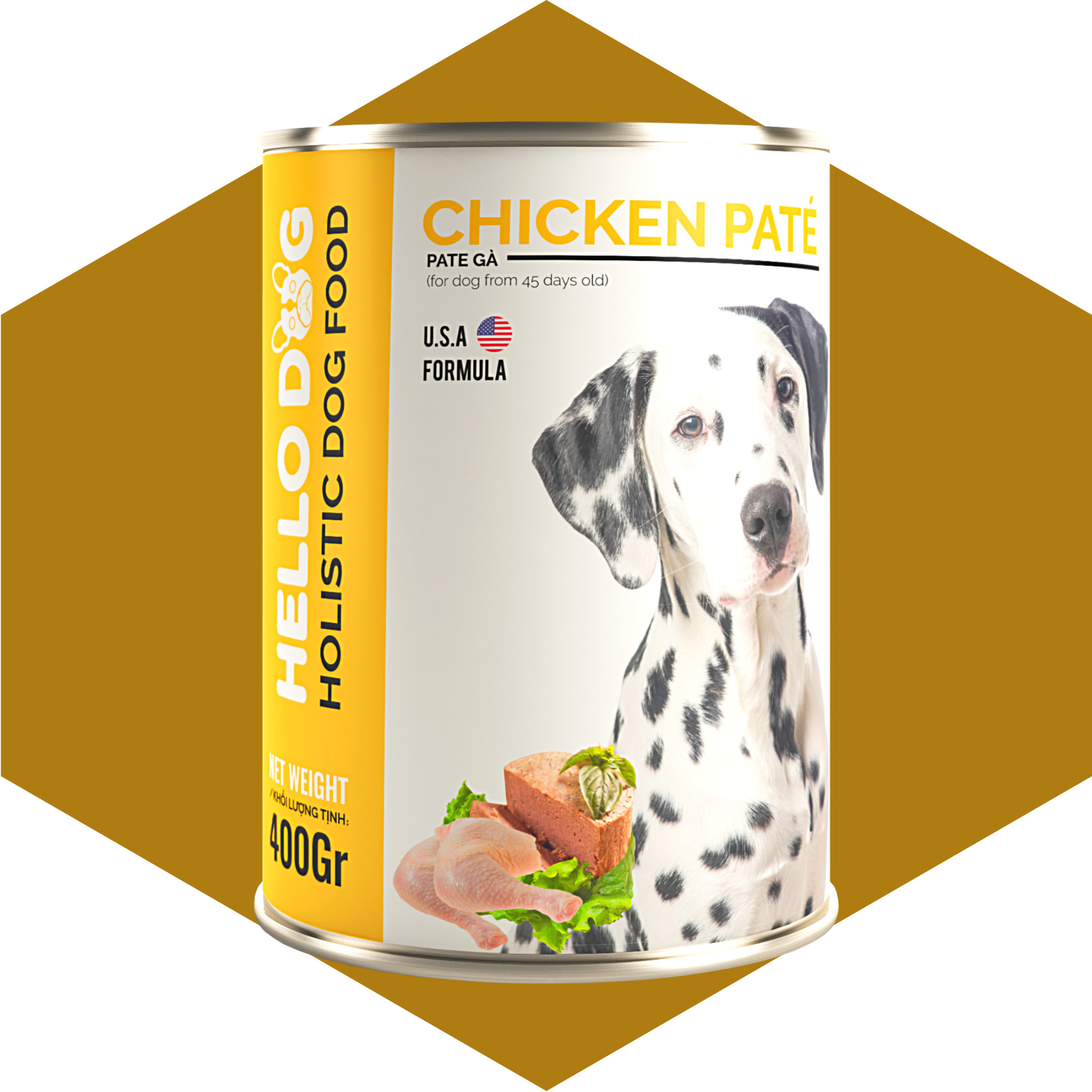 Pate Cho Chó Mọi Độ Tuổi Hương Vị Gà - Hello Dog Chicken Pate 400G ( Combo 10 Lon )