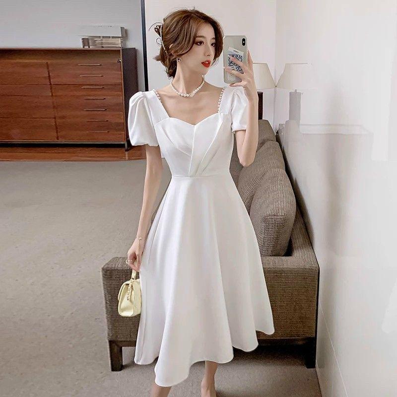 ĐẦM TAY NGẮN ĐI TIỆC VỚI 2 BÊN VAI ĐÍNH CƯỜM
