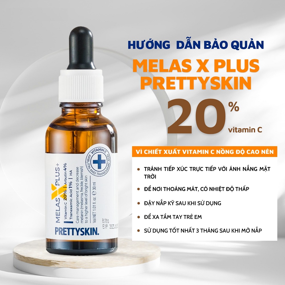 Serum Dưỡng Trắng Mờ Thâm Nám Prettyskin Melas X Plus+ 30ml