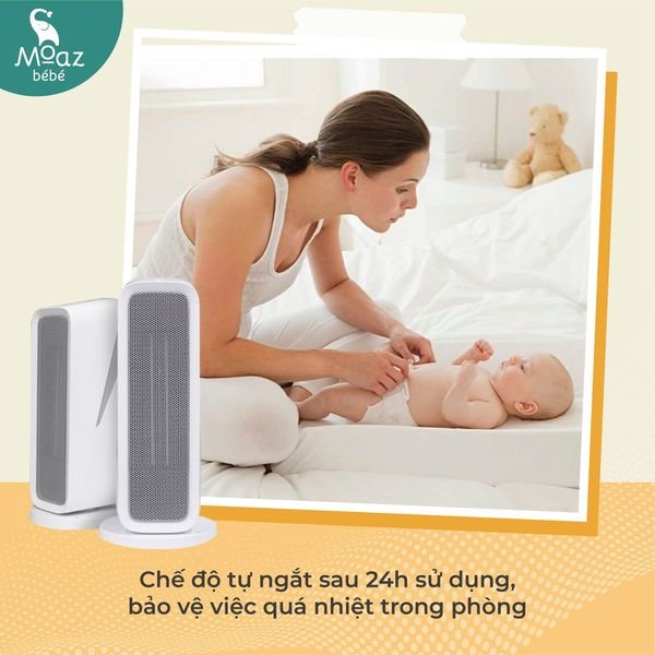 Máy Sưởi Gốm Đa Năng Cho Bé Moaz BéBé MB034 Xoay Tự Động, Hẹn Giờ, Khoá Trẻ Em, Bảo vệ Nghiêng Đổ/Quá Nhiệt - Hàng chính hãng