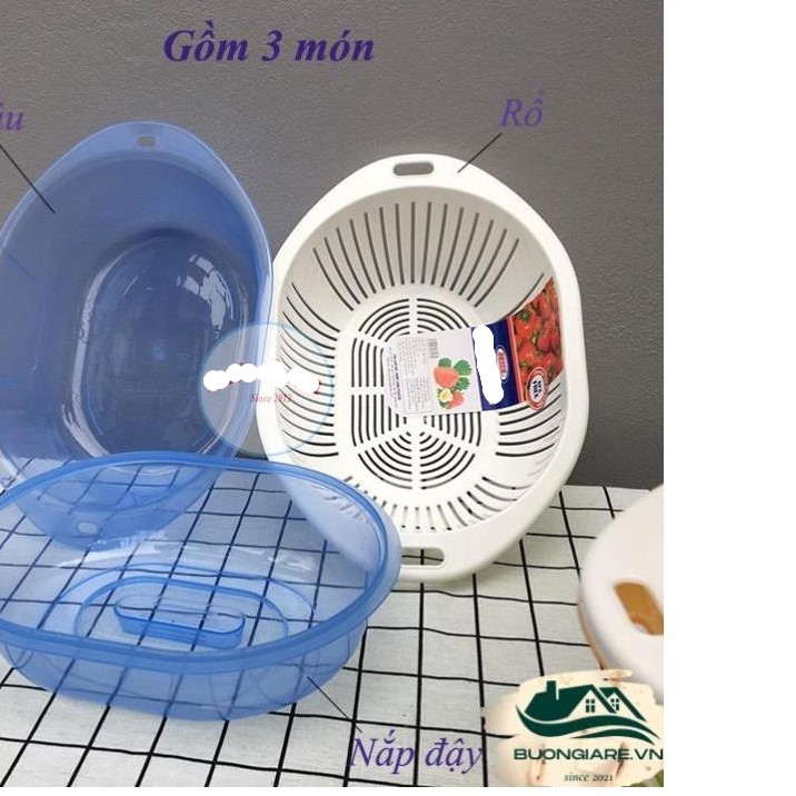 Rổ đôi có thau hứng nắp đậy