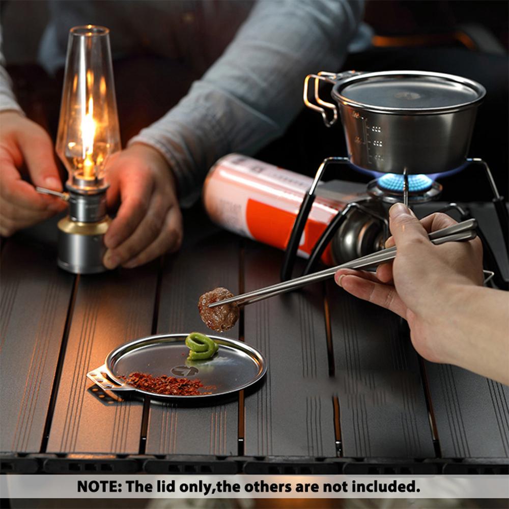 CAMPINGMOO 4-in-1 450ml Stainless Steel Sierra Cup Bowl Kit with Mesh Strainer Lid and Storage Bag for Camping Hiking