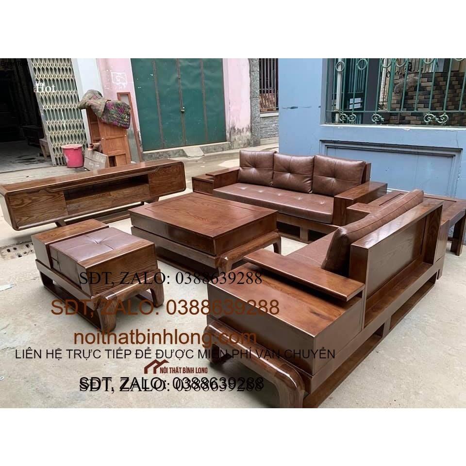 Bộ ghế Sofa 2 văng gỗ sồi hiện đại