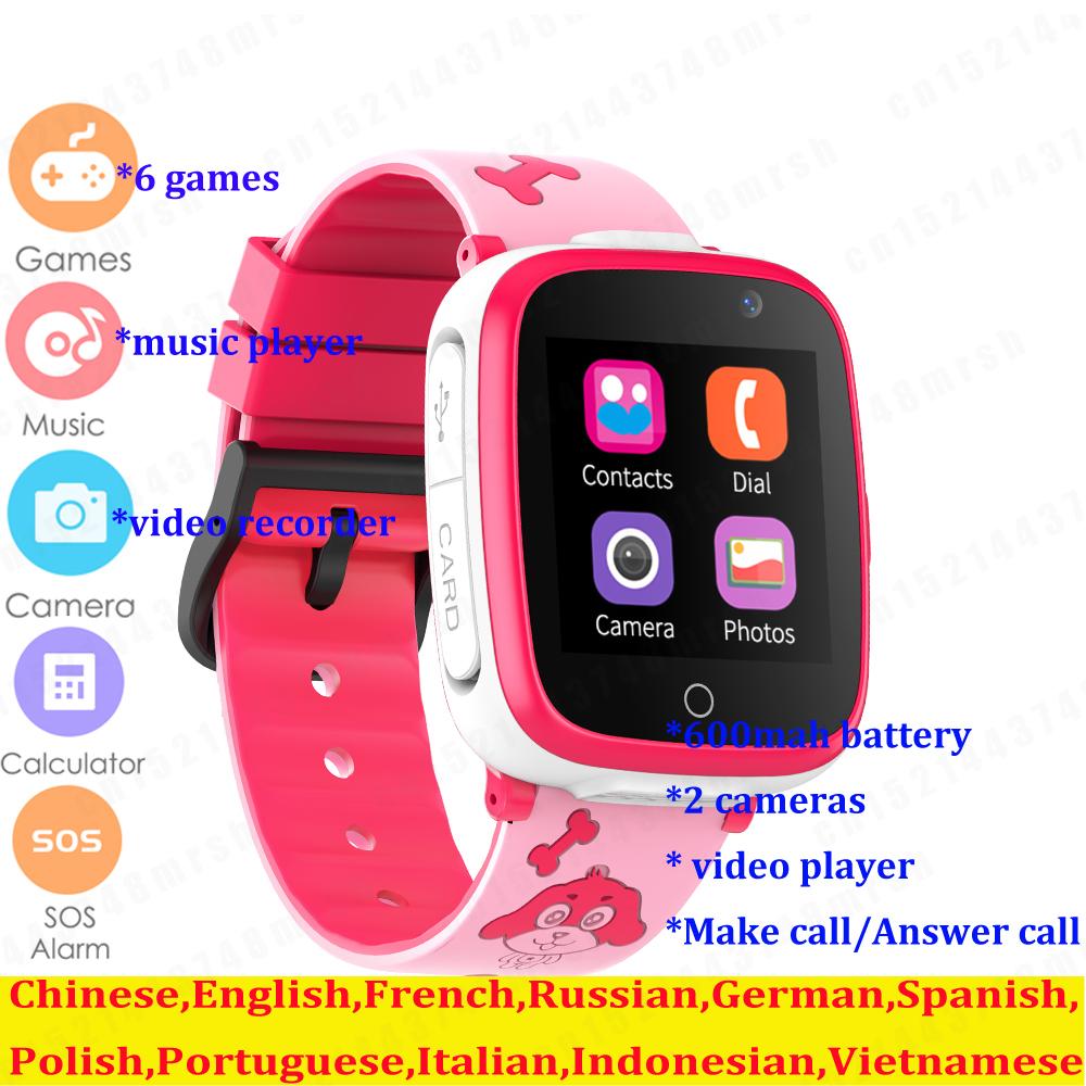 2G Trẻ Em Thông Minh Âm Nhạc Trò Chơi Đồng Hồ Thông Minh Smartwatch 2 Camera Quay Video SOS Chống Mất Trackervs 600MAh Trẻ Em quà Tặng Đồng Hồ Thông Minh Smartwatch Đồng Hồ