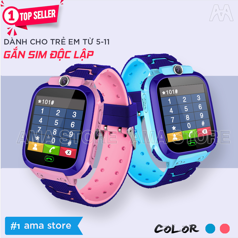 Đồng Hồ Thông Minh Trẻ Em Ama Watch Q12B Hàng Nhập Khẩu - Xanh Blue