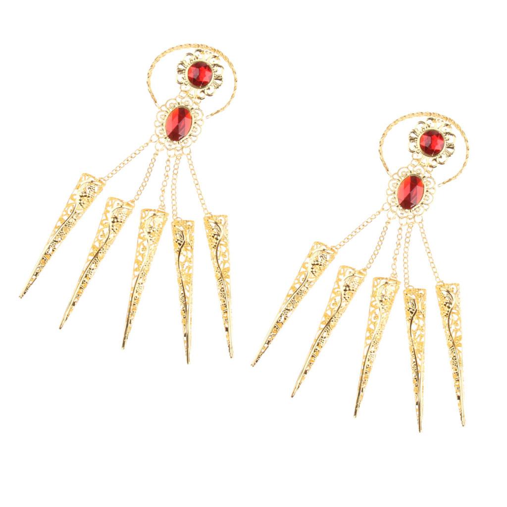2Pieces Indian Belly Dance Perfome Bracelet Finger Nails Artificial jewelry