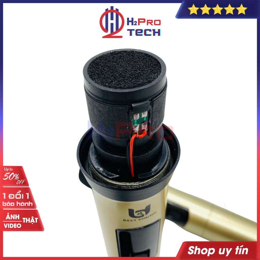 Đôi micro không dây cao cấp, micro karaoke cho loa kéo Best Sound V-W003 tặng pin sạc, chống lăn, lọc míc-H2pro tech- Hàng chính hãng