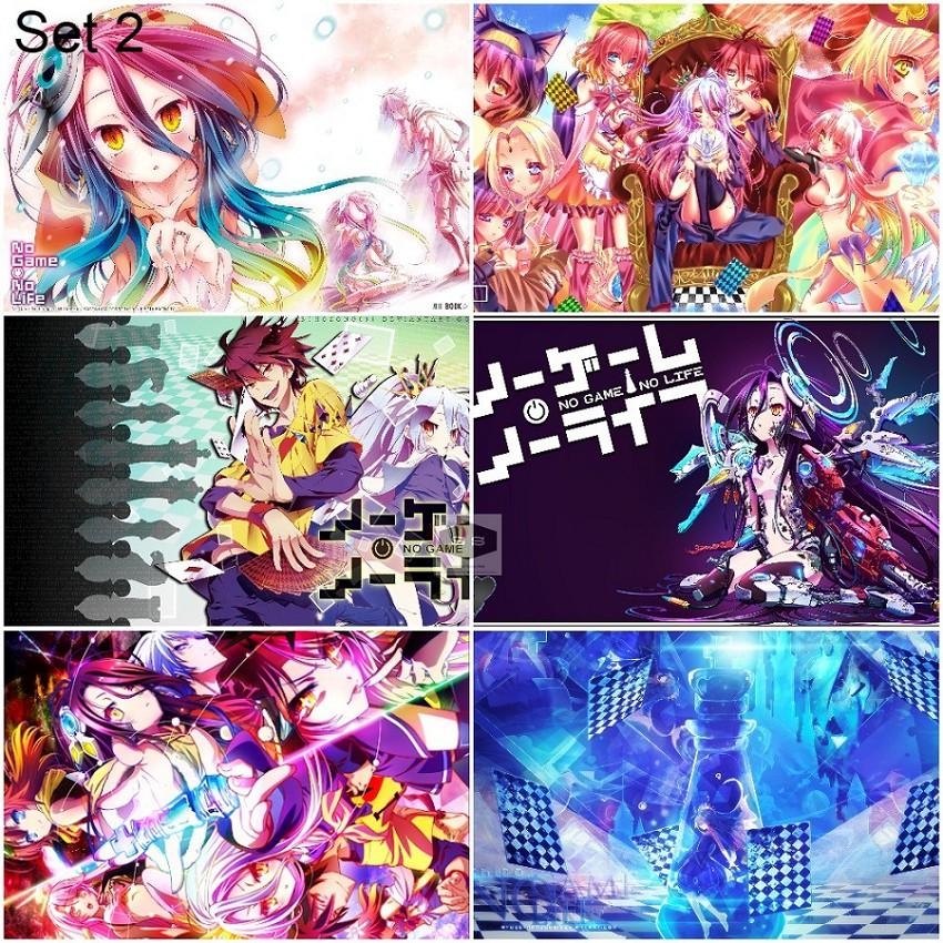 Bộ 6 Áp phích - Poster Anime No Game No Life - Huyền Thoại Game Thủ (bóc dán) - A3,A4,A5