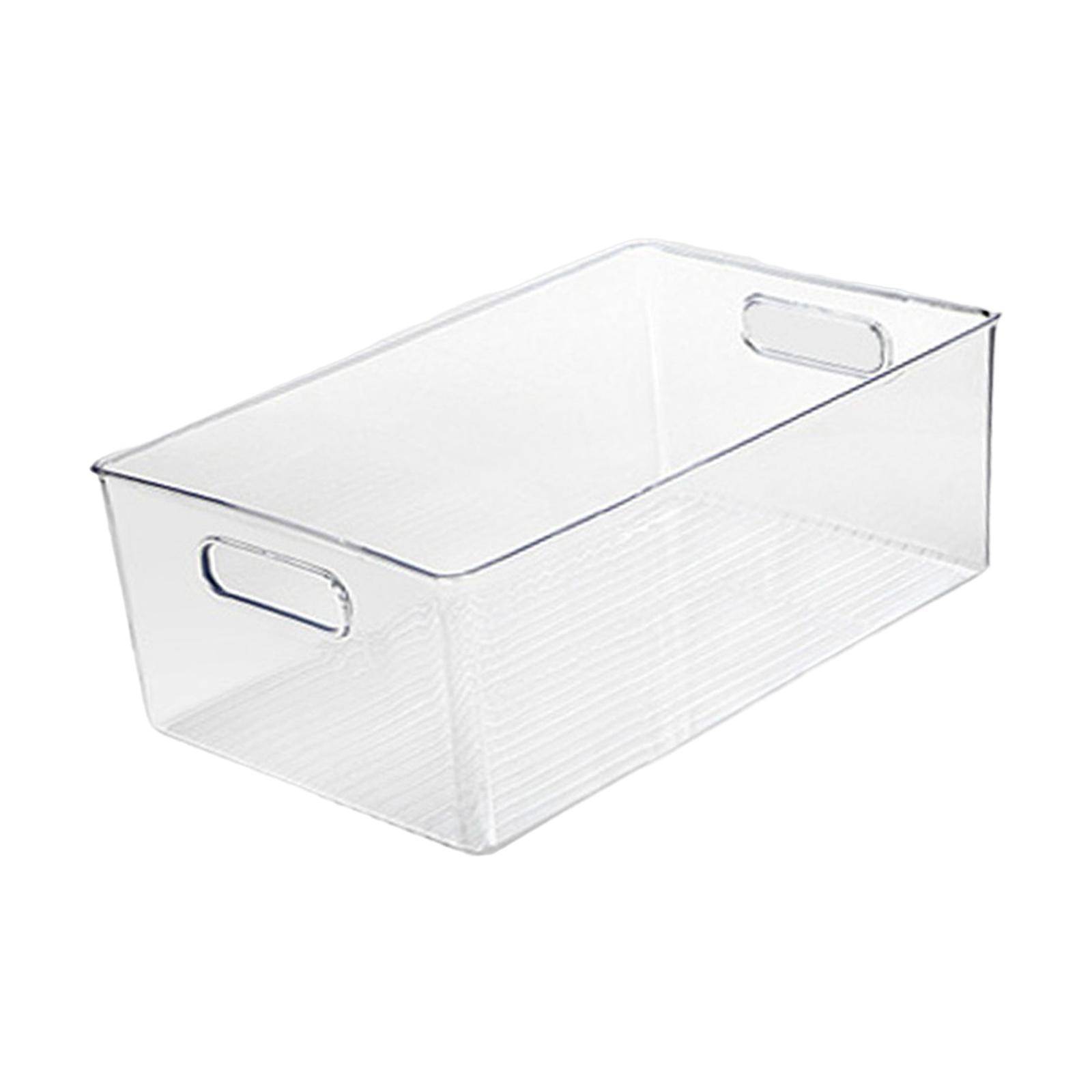 2x Transparent Storage Organizer Bin with Handle for Kitchen