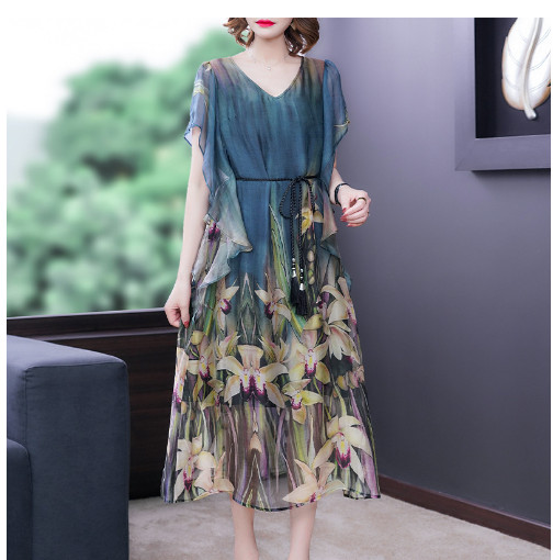 Đầm Lụa Hoa Pháp Dự Tiệc Sang Chảnh VH59 - Hàng Quảng Châu Cao Cấp