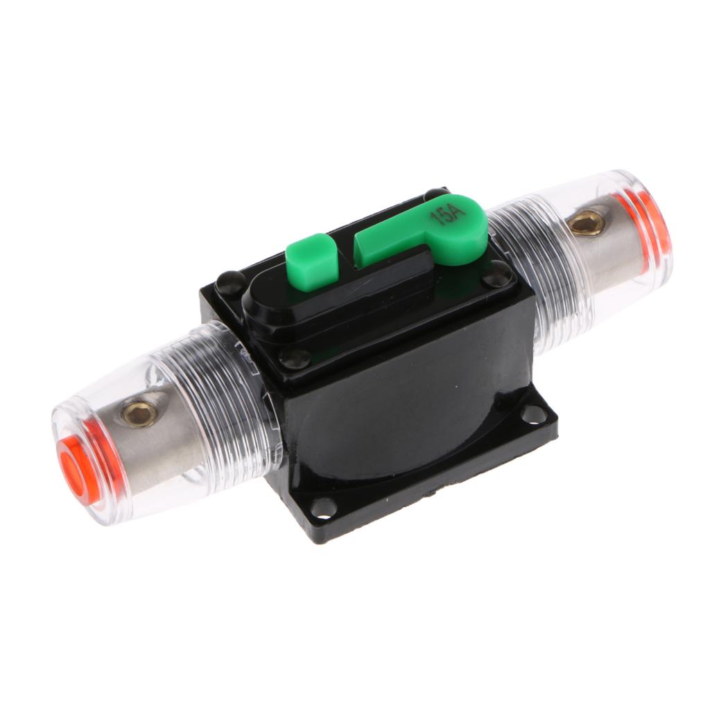 2Pcs 15Amp In-Line Circuit Breaker Stereo Audio Car RV Fuse Holder 12-32V