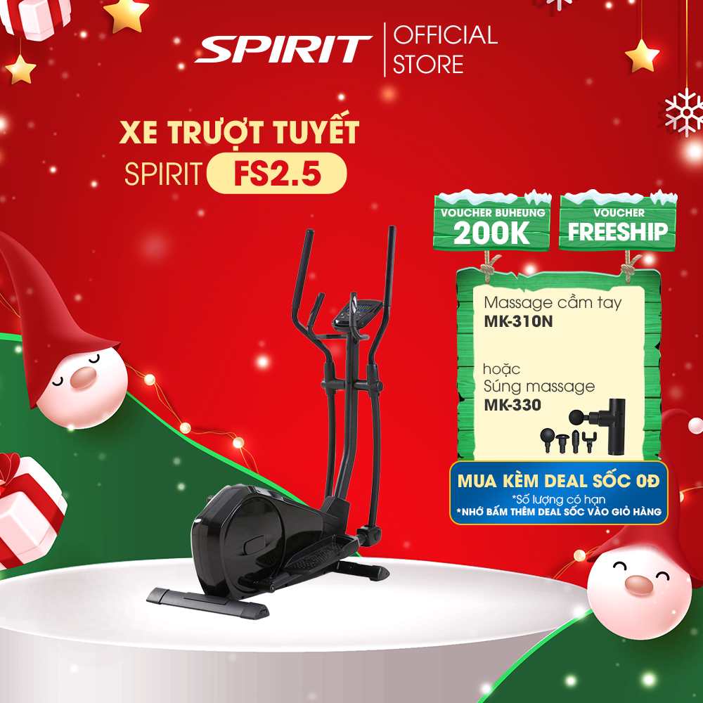 Xe trượt tuyết Spirit FS2.5, cảm biến nhịp tim, thiết kế nhỏ gọn, 24 chế độ tập, bảo hành chính hãng