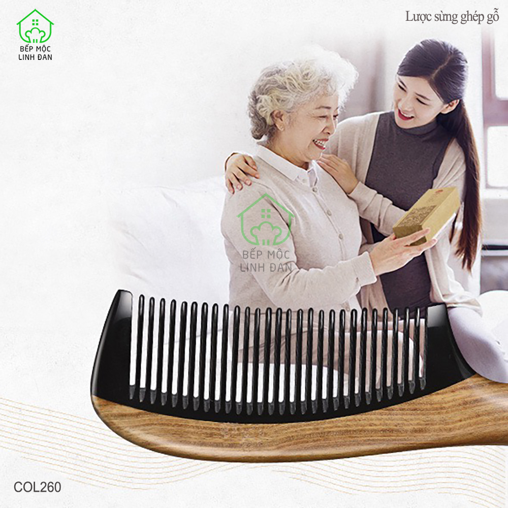 Lược Gỗ Ghép Răng Sừng Xuất Nhật (Size: XL-20cm) Chống Tích Điện [COL260]