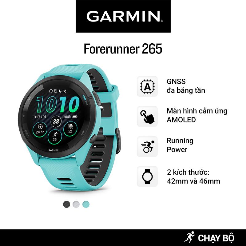 Đồng Hồ Thông Minh Garmin Forerunner 265 Music Wifi GPS (Black/White/Aqua) - Hàng Chính Hãng