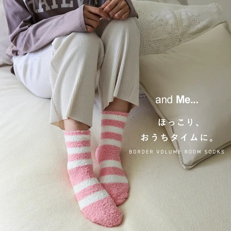 Tất nữ cổ lửng họa tiết viền acrylic Soft Warm 23-25cm - Hàng nội địa Nhật Bản nhập khẩu chính hãng