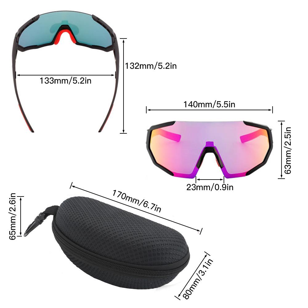 Kính đi xe đạp với 2 kính dự phòng UV400 Kính râm thể thao MTB Kính đi xe đạp đường trường dành cho nam giới, nữ Chạy bộ Lái xe Câu cá
