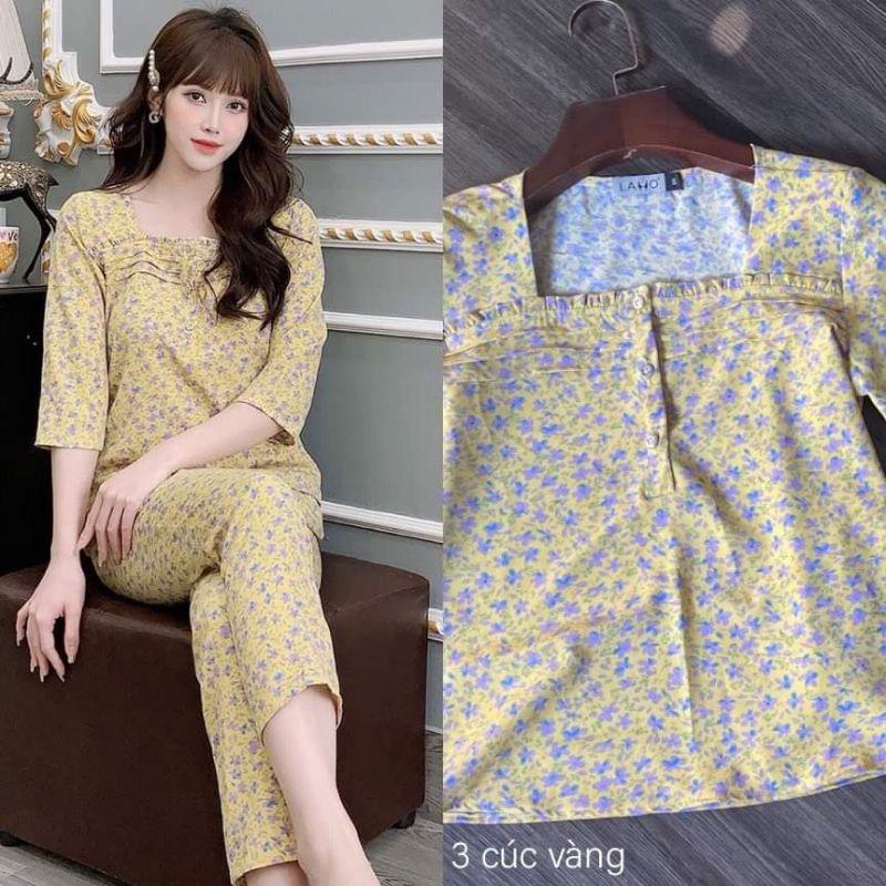 Đồ bộ mặc nhà, đồ bộ sau sinh đồ ngủ cổ nhọn 5 màu