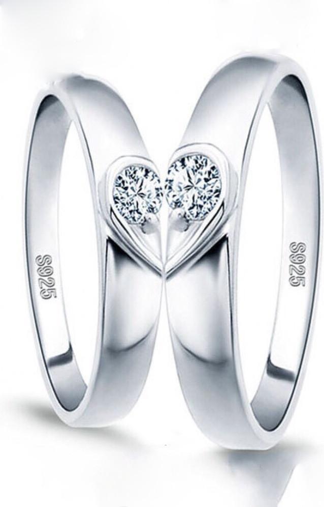 Nhẫn đôi trang sức bạc Ý S925 Bạc Xinh Huệ Ngân - Một nửa yêu thương RR1593